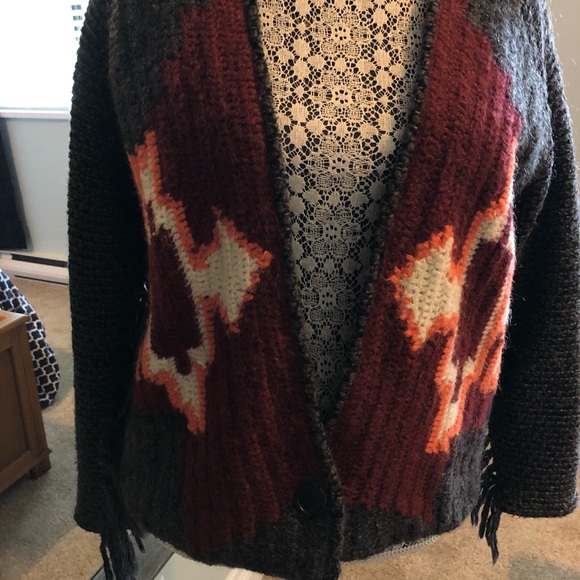 Maison Scotch Quality Jacket Cardigan Pure Wool Lined with Tassel Sleeves - Picture 3 of 11